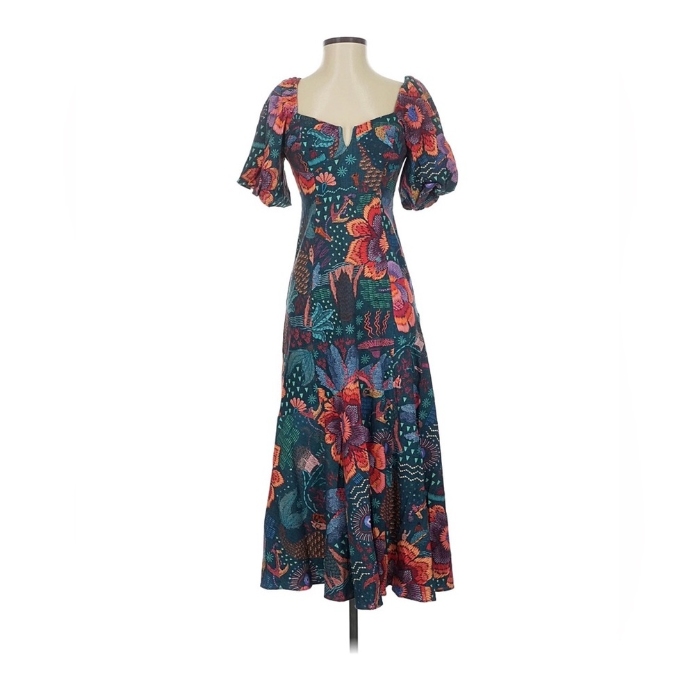 Farm Rio Puff Sleeve Midi Dress